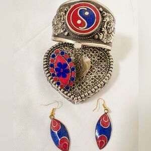 Adjustable yin Yang cuff Bracelet Sets